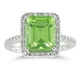 thumbnail image 1 of SZUL Women's Peridot and Diamond Halo Cocktail Ring in 14K White Gold, 1 of 5