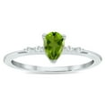 thumbnail image 1 of SZUL Women's Peridot and Diamond Sparkle Ring in 10K White Gold, 1 of 5