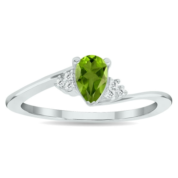 SZUL Women's Peridot and Diamond Tierra Ring in 10K White Gold