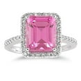 thumbnail image 1 of SZUL Women's Pink Topaz and Diamond Halo Cocktail Ring in 14K White Gold, 1 of 5