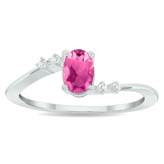 SZUL Women's Pink Topaz and Diamond Tierra Ring in 10K White Gold