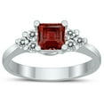 thumbnail image 1 of SZUL Women's Princess Cut 5X5MM Garnet and Diamond Duchess Ring in 10K White Gold, 1 of 4