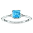 thumbnail image 1 of SZUL Women's Princess Cut Blue Topaz and Diamond Classic Band in 10K White Gold, 1 of 5