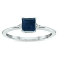 thumbnail image 1 of SZUL Women's Princess Cut Sapphire and Diamond Classic Band in 10K White Gold, 1 of 5