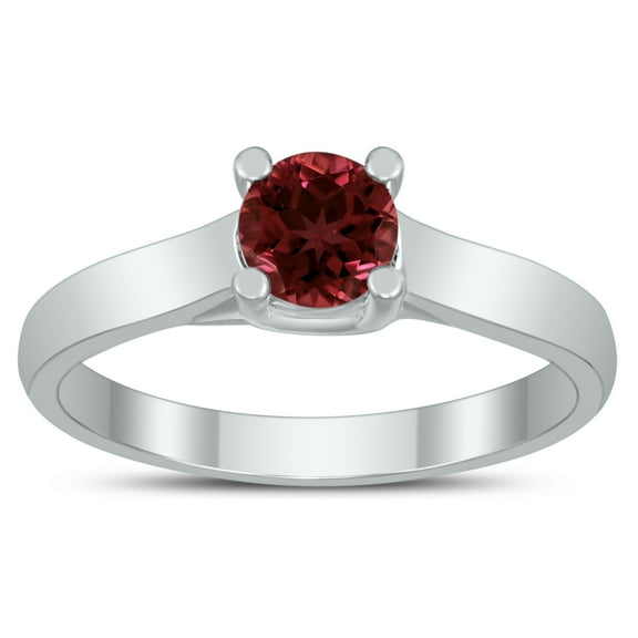 SZUL Women's Round 5MM Garnet Cathedral Solitaire Ring in 10K White Gold