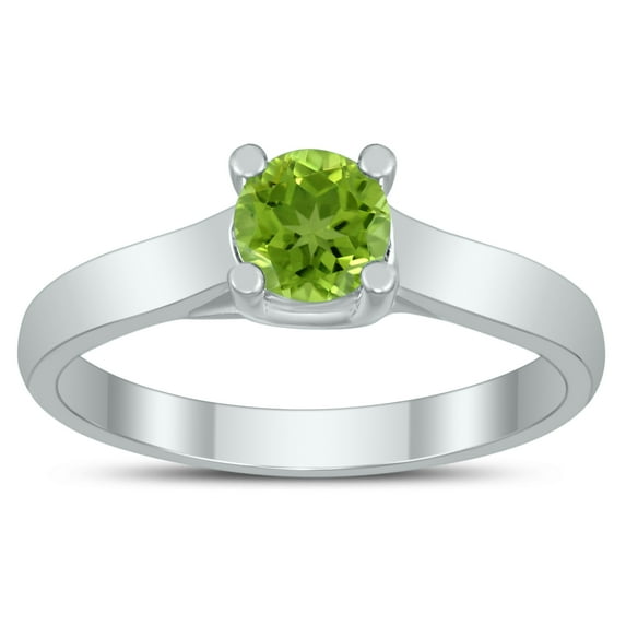 SZUL Women's Round 5MM Peridot Cathedral Solitaire Ring in 10K White Gold