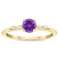 thumbnail image 1 of SZUL Women's Round Shaped Amethyst and Diamond Sparkle Ring in 10K Yellow Gold, 1 of 5