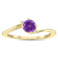 thumbnail image 1 of SZUL Women's Round Shaped Amethyst and Diamond Wave Ring in 10K Yellow Gold, 1 of 5