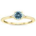 thumbnail image 1 of SZUL Women's Round Shaped Aquamarine and Diamond Classic Band in 10K Yellow Gold, 1 of 5
