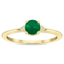 SZUL Women's Round Shaped Emerald and Diamond Classic Band in 10K Yellow Gold