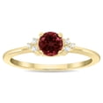thumbnail image 1 of SZUL Women's Round Shaped Garnet and Diamond Half Moon Ring in 10K Yellow Gold, 1 of 5