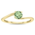 thumbnail image 1 of SZUL Women's Round Shaped Solitaire Green Amethyst Wave Ring in 10K Yellow Gold, 1 of 5