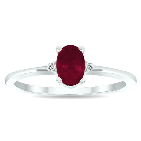 SZUL Women's Ruby and Diamond Classic Band in 10K White Gold