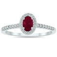 thumbnail image 1 of SZUL Women's Ruby and Diamond Halo Ring in 10K White Gold, 1 of 6
