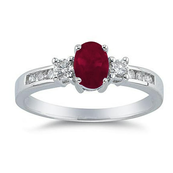 SZUL Women's Ruby and Diamond Regal Channel Ring