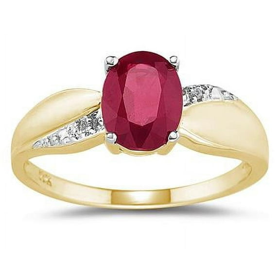 SZUL Women's Ruby and Diamond Ring 10K yellow Gold