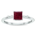 thumbnail image 1 of SZUL Women's Ruby and Diamond Sparkle Ring in 10K White Gold, 1 of 5