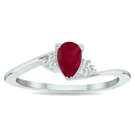 SZUL Women's Ruby and Diamond Tierra Ring in 10K White Gold
