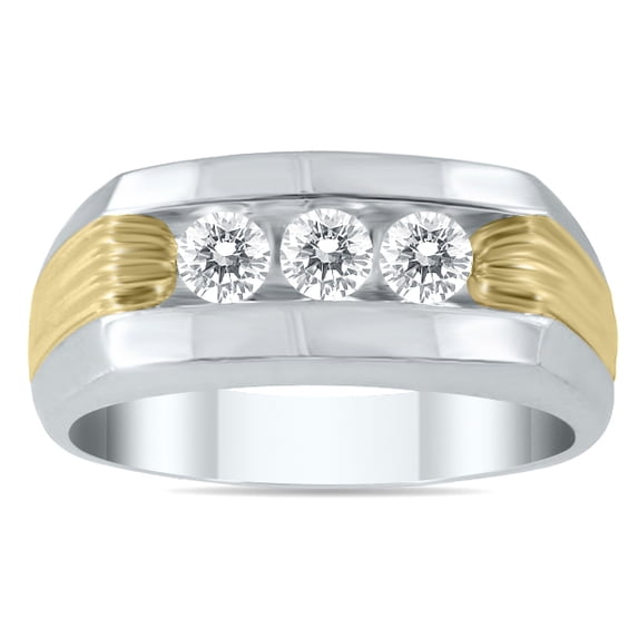 SZUL Women's SZUL 1/2 Carat TW Diamond Men's Ring in 10K Two Tone Gold (J-K-L Color, I2-I3 Clarity)