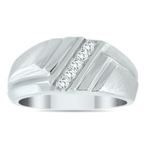 SZUL Women's SZUL 1/6 Carat TW Diamond Men's Ring in 10K White Gold (J-K-L Color, I2-I3 Clarity)