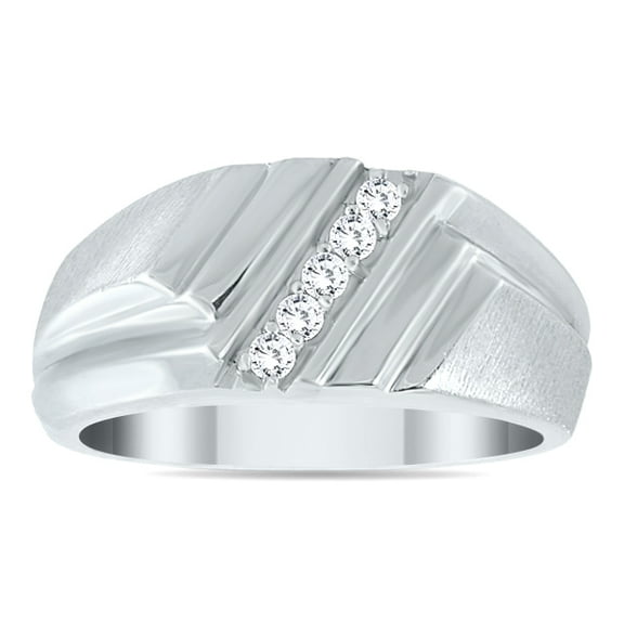 SZUL Women's SZUL 1/6 Carat TW Diamond Men's Ring in 10K White Gold (J-K-L Color, I2-I3 Clarity)
