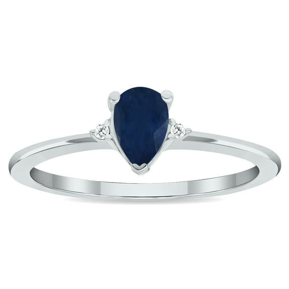 SZUL Women's Sapphire and Diamond Classic Band in 10K White Gold