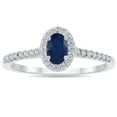 thumbnail image 1 of SZUL Women's Sapphire and Diamond Halo Ring in 10K White Gold, 1 of 6
