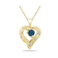 thumbnail image 1 of SZUL Women's Sapphire and Diamond Heart Pendant 14kt Yellow Gold, 1 of 3