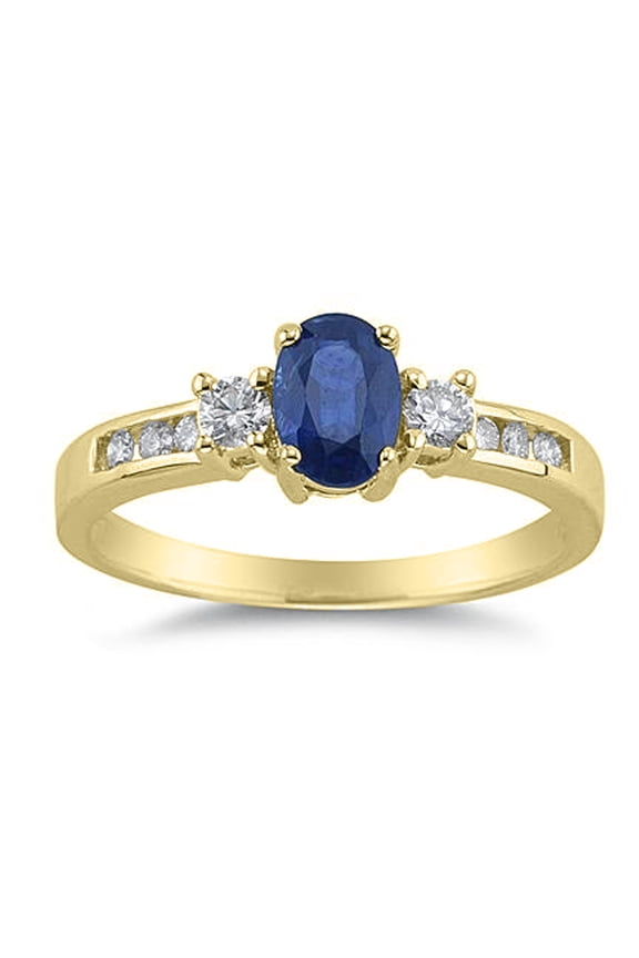 Women's Sapphire and Diamond Regal Channel Ring in 14K Yellow Gold