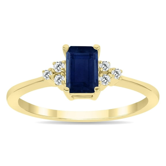 SZUL Women's Sapphire and Diamond Regal Ring in 10K Yellow Gold