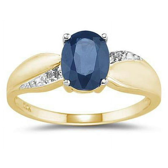 SZUL Women's Sapphire and Diamond  Ring 10K yellow Gold