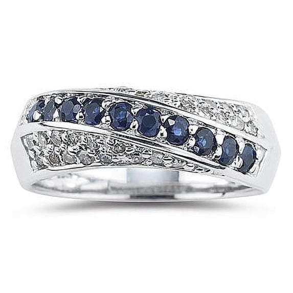SZUL Women's Sapphire and Diamond Ring in 10k White Gold