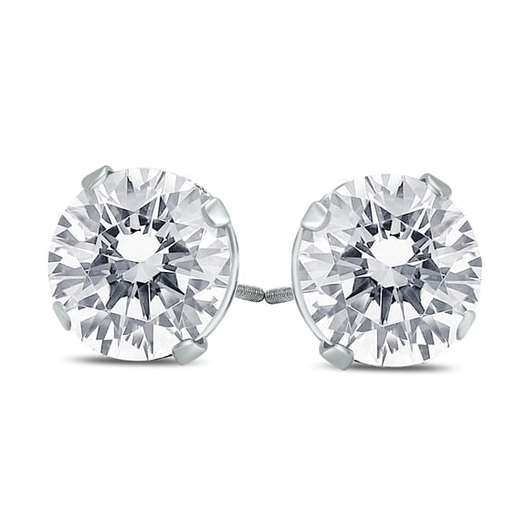 SZUL Women's Signature Quality 1 Carat TW Round Solitaire Earrings in 14K White Gold (G-H Color, SI1-SI2 Clarity)