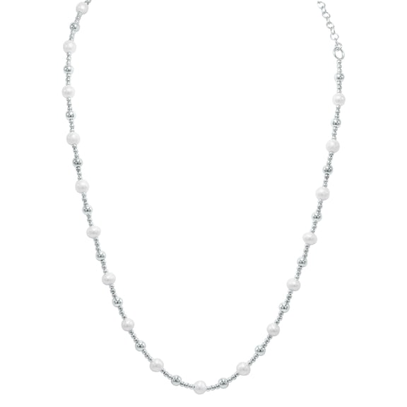 SZUL Women's Silver Drop Bead Chain with Lobster Clasp - 18 Inch