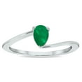 thumbnail image 1 of SZUL Women's Solitaire Emerald Wave Ring in 10K White Gold, 1 of 5