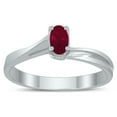thumbnail image 1 of SZUL Women's Solitaire Oval 5X3MM Ruby Gemstone Twist Ring in 10K White Gold, 1 of 4