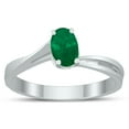 thumbnail image 1 of SZUL Women's Solitaire Oval 6X4MM Emerald Gemstone Twist Ring in 10K White Gold, 1 of 4