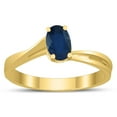 thumbnail image 1 of SZUL Women's Solitaire Oval 6X4MM Sapphire Gemstone Twist Ring in 10K Yellow Gold, 1 of 4