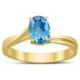 thumbnail image 1 of SZUL Women's Solitaire Oval 7X5MM Blue Topaz Gemstone Twist Ring in 10K Yellow Gold, 1 of 4