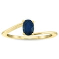 thumbnail image 1 of SZUL Women's Solitaire Oval Shaped Sapphire Wave Ring in 10K Yellow Gold, 1 of 5