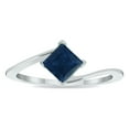 thumbnail image 1 of SZUL Women's Solitaire Sapphire Wave Ring in 10K White Gold, 1 of 5