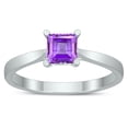 thumbnail image 1 of SZUL Women's Square Princess Cut 5MM Amethyst Solitaire Ring in 10K White Gold, 1 of 4