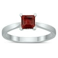 thumbnail image 1 of SZUL Women's Square Princess Cut 5MM Garnet Solitaire Ring in 10K White Gold, 1 of 4