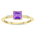 thumbnail image 1 of SZUL Women's Square Shaped Amethyst and Diamond Sparkle Ring in 10K Yellow Gold, 1 of 5
