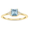 thumbnail image 1 of SZUL Women's Square Shaped Aquamarine and Diamond Half Moon Ring in 10K Yellow Gold, 1 of 5
