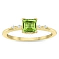 thumbnail image 1 of SZUL Women's Square Shaped Peridot and Diamond Sparkle Ring in 10K Yellow Gold, 1 of 5