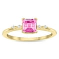 thumbnail image 1 of SZUL Women's Square Shaped Pink Topaz and Diamond Sparkle Ring in 10K Yellow Gold, 1 of 5