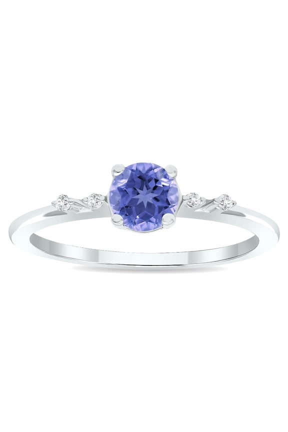 Women's Tanzanite and Diamond Sparkle Ring in 10K White Gold