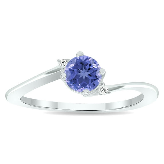 SZUL Women's Tanzanite and Diamond Wave Ring in 10K White Gold