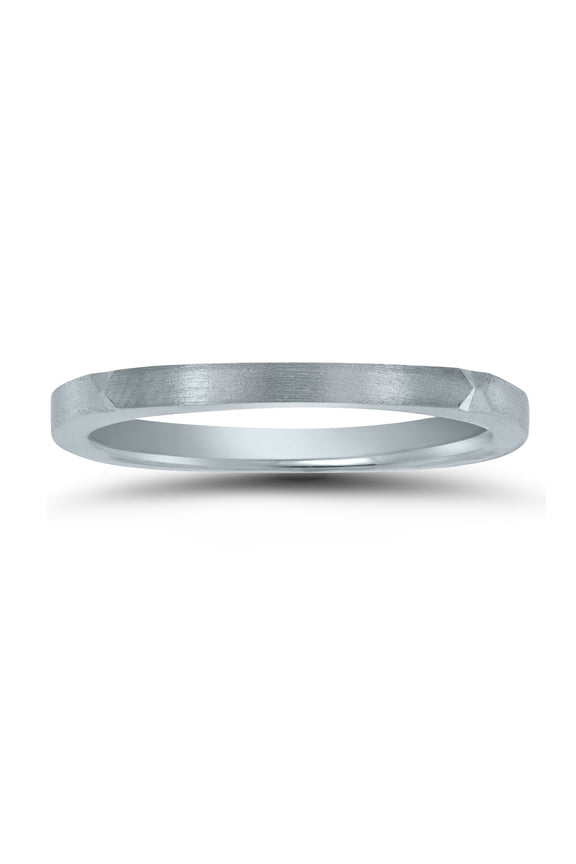 Women's Thin 1.5MM Four Sided Wedding Band with Matte Finish in 14K White Gold